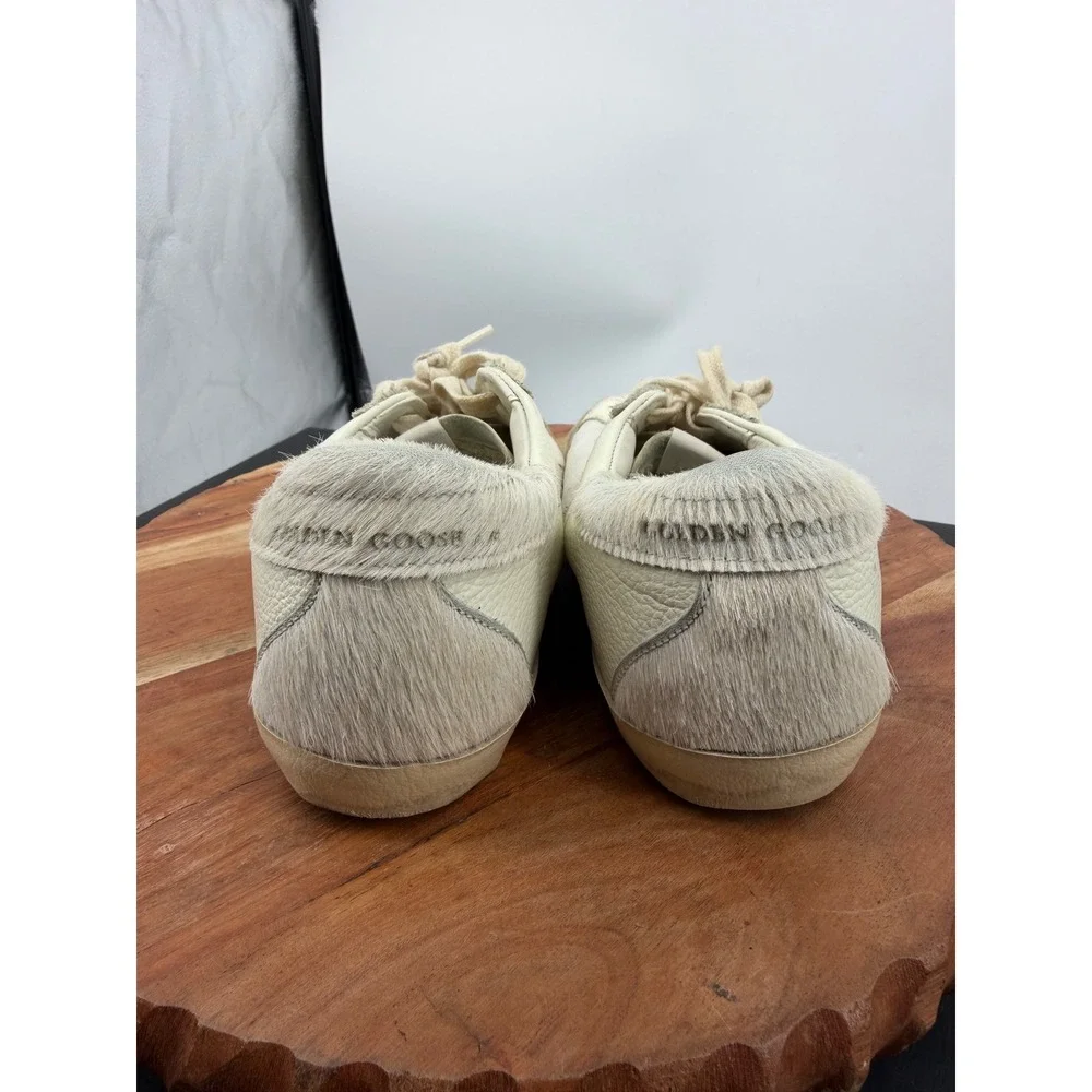 Golden Goose Super-Star Sneakers Women 37 White Leather Pony Hair Distressed
